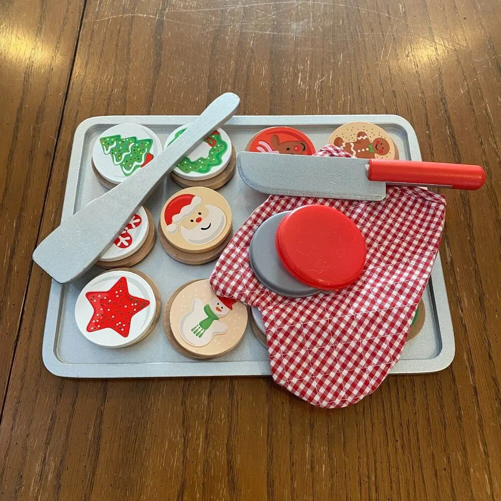 Melissa & Doug Christmas Cookie Wooden Play Set – Incomplete Pretend Baking Tray